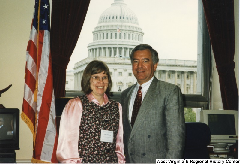 Congressman Nick Rahall (D-WV) with an unidentified teacher from Princeton, West Virginia in his D.C. office.