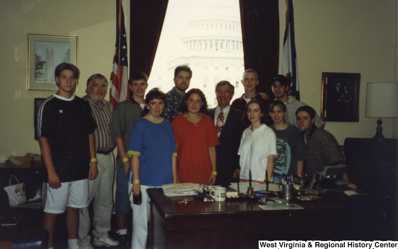 Congressman Rahall (D-WV) with an unidentified group from Fellowship Baptist Church in his D.C. office.