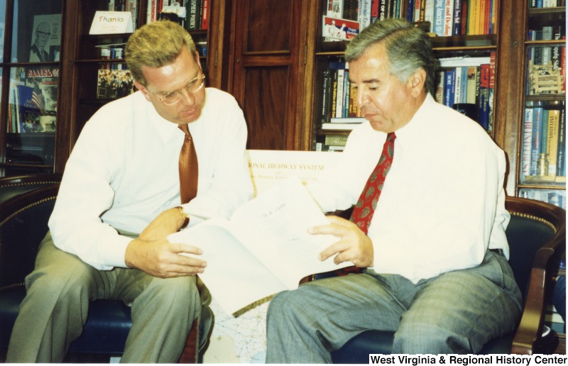 Congressman Nick Rahall (D-WV) meeting with Ron Thompson of the United States Census Bureau in his office.