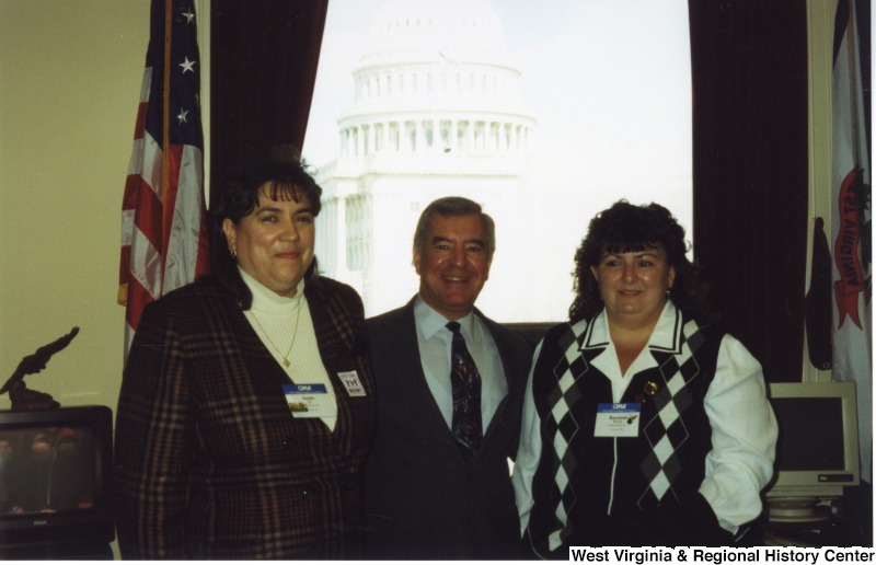 Congressman Nick Rahall (D-WV) with two unidentified women in his D.C. office.