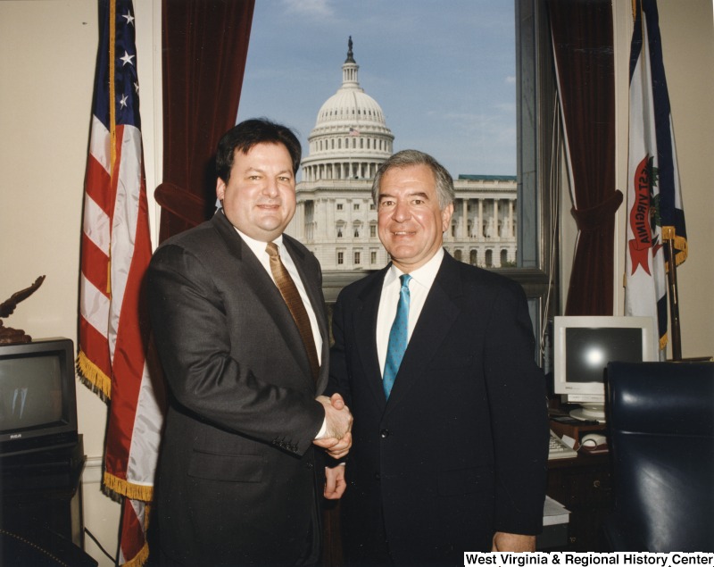 Congressman Nick Rahall (D-WV) with West Virginia Speaker of the House Bob Kiss (D) in his D.C. office.
