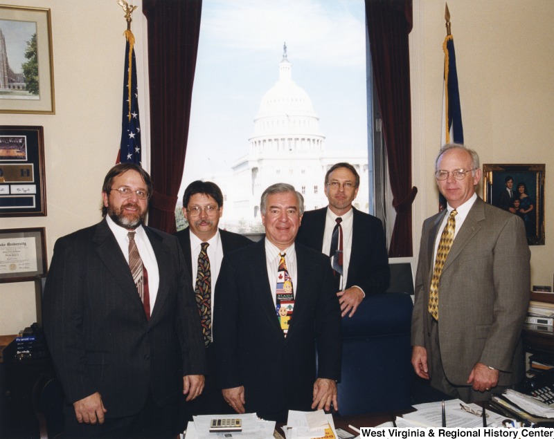 Congressman Nick Rahall II with four members of the Fayette transition team in his D.C. office.
