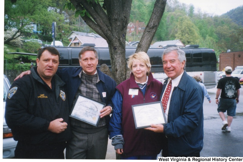 From left to right: Chief James Miller, Harold Hayden, Susan England-Lord, and Congressman Nick Rahall (D-WV) at the Mullens Dogwood Festival.