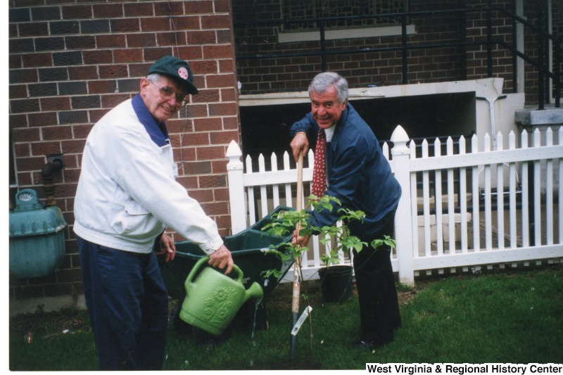 Congressman Nick Rahall (D-WV) and Mr. Jack Feller planting a tree at Mullens Dogwood Festival.
