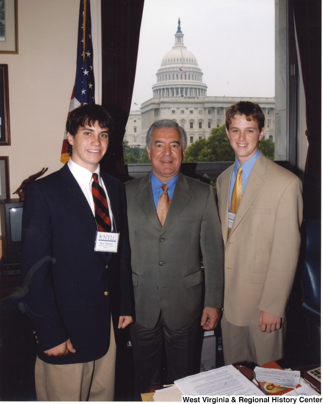 From left to right: National Youth Leadership Council Member Beau Harrison, Congressman Nick Rahall (D-WV), and National Youth Leadership Council member Brandon in Congressman Rahall's D.C. office.