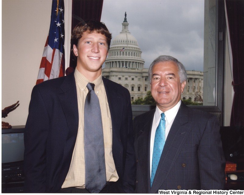 Congressman Nick Rahall (D-WV) with an unidentified man who was an intern.