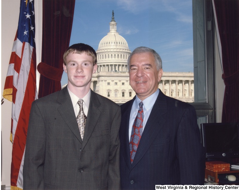 Congressman Nick Rahall (D-WV) with an unidentified Boy Scout in his D.C. office.