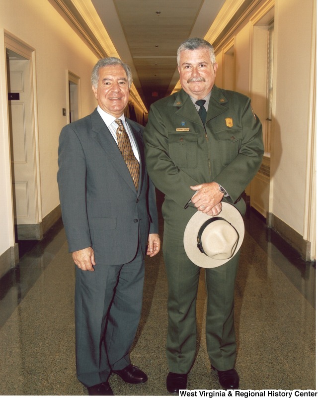 Congressman Nick Rahall (D-WV) with an unidentified park ranger.