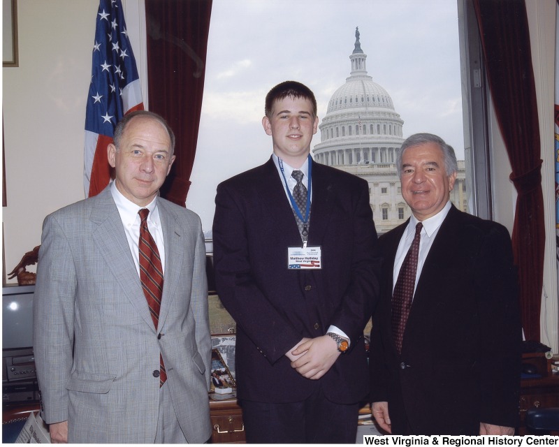 Congressman Nick Rahall (D-WV), Matthew Holliday of Presidential Classroom for Young Americans and an unidentified man in his D.C. office.