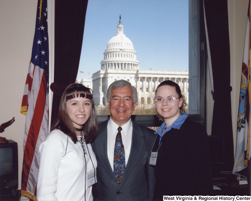 Congressman Nick Rahall (D-WV) with Jessica Brown and an unidentified woman from National Youth Leadership Council in his D.C. office.