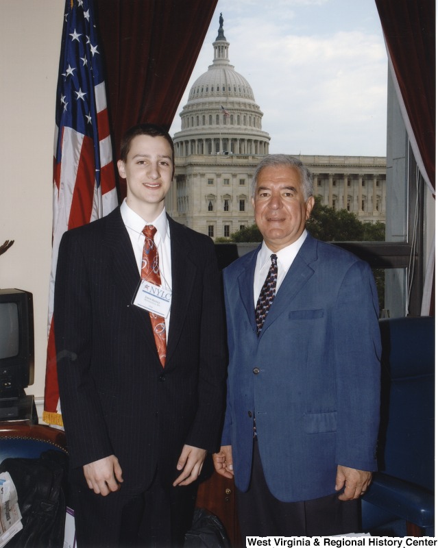 Congressman Nick Rahall (D-WV) with Jason Biddle Jr. from the National Youth Leadership Council in his D.C. office.