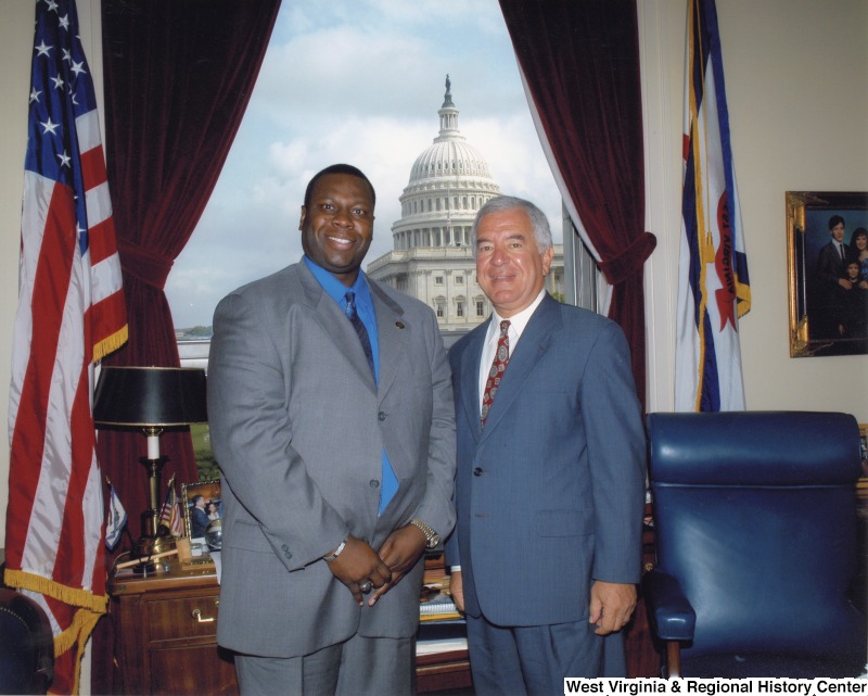 Congressman Nick Rahall (D-WV) with Dr. Orlando McMeans from West Virginia State College in his D.C. office.