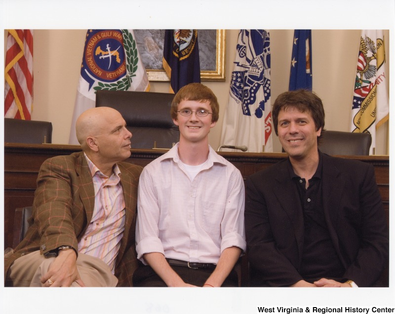 From left to right: Joe Pantoliano, District Art Camp Winner, and Vincent Desiderio.