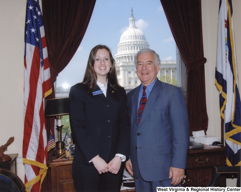 Congressman Nick Rahall (D-WV) with Senate Democratic Page, Megan Price in his D.C. office.