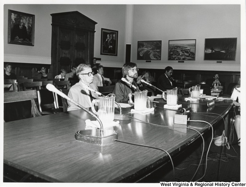 Unidentified people at a hearing.